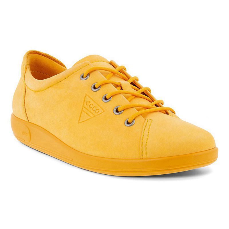 Women Flats Ecco Soft 2.0 - Sneakers Yellow - India GHFPWK250